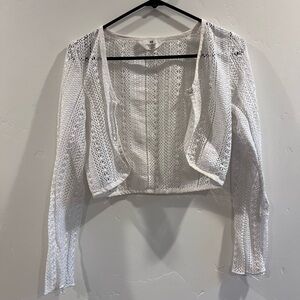 H&M White Lace Open-Front cardigan